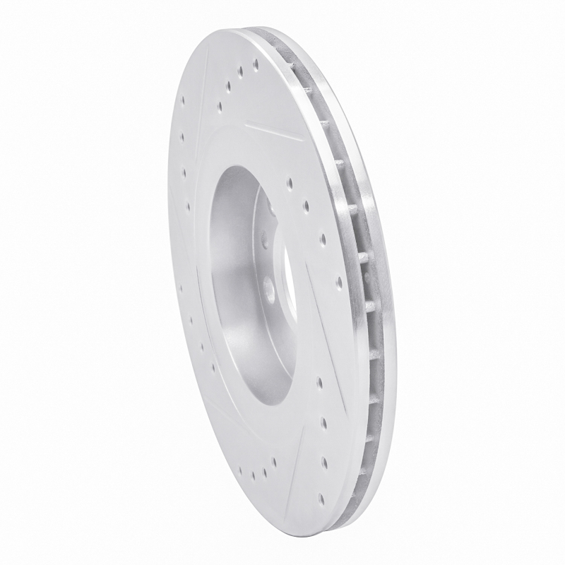 Volkswagen Golf City Brake Rotor (1) - Front Right - R1 Concepts - Drilled & Slotted - Silver - `98-`15